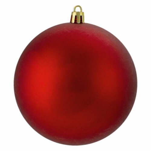 Northlight 12ct Red Hot Shatterproof Matte Christmas Ball Ornaments 4 (100mm) Perspective: top
