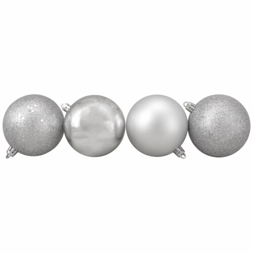 Northlight 16ct Silver Splendor Shatterproof 4-Finish Christmas Ball Ornaments 3 (75mm) Perspective: top