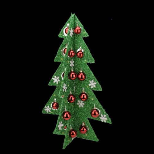Northlight 28  Pre-Lit Battery Operated Green and Red LED Christmas Tree Tabletop Decor Perspective: top