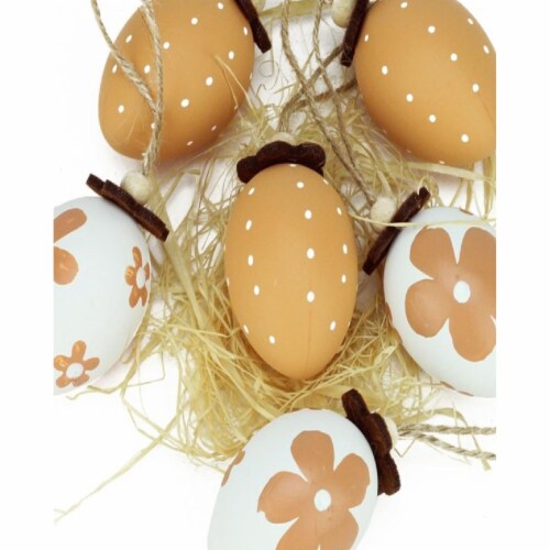 Northlight 6ct Brown and White Painted Easter Egg Ornaments 2.25 Perspective: top