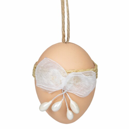Northlight Set of 9 White and Brown Easter Egg Ornaments 2.25 Perspective: top
