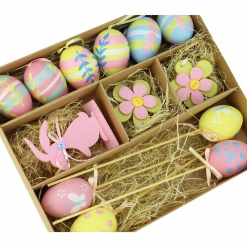 Northlight Club Pack of 13 Pastel Pink and Yellow Painted Floral Easter Spring Decor 10 Perspective: top
