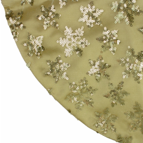 Northlight 20 Gold Sequin Snowflake Pattern Mini Christmas Tree Skirt Perspective: top
