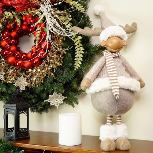 Northlight 24.75  Gray and Beige Standing Moose Christmas Table Top Figure Perspective: top