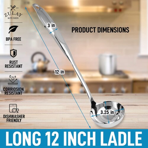 Zulay Kitchen Stainless Steel Ladle with Comfortable Grip 12 Inch Perspective: top