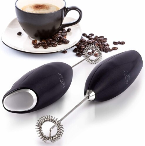 Zulay Kitchen MILK BOSS Milk Frother With Stand - Metallic Black Perspective: top