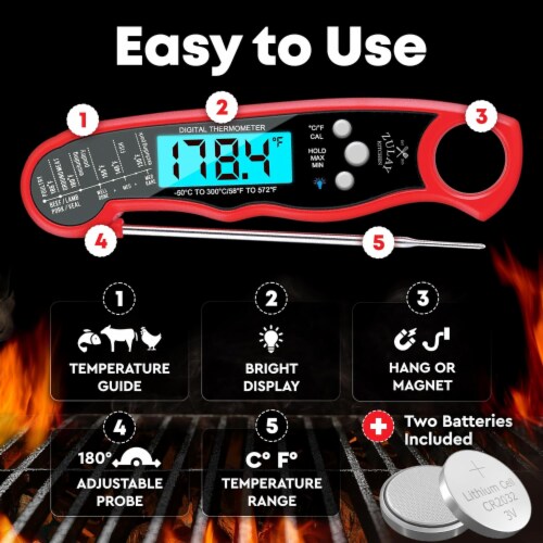 Zulay Kitchen Digital Meat Thermometer - Red and Black, 1 - Kroger