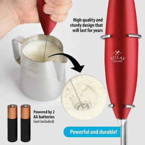 Zulay Kitchen MILK BOSS Milk Frother With Stand - Ruby Red Perspective: top