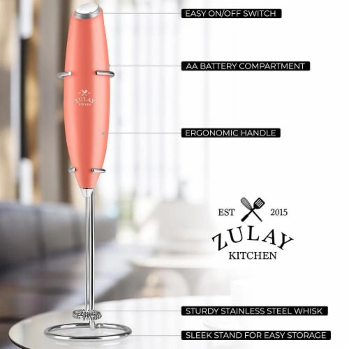 Zulay Kitchen MILK BOSS Milk Frother With Stand - Deluxe Orange Perspective: top