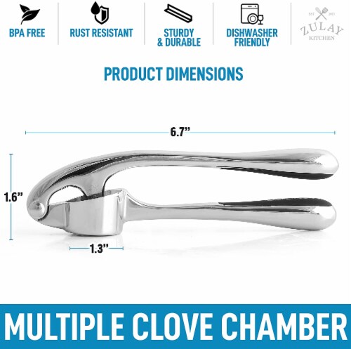 Zulay Kitchen Garlic Press - Noble Chrome Perspective: top