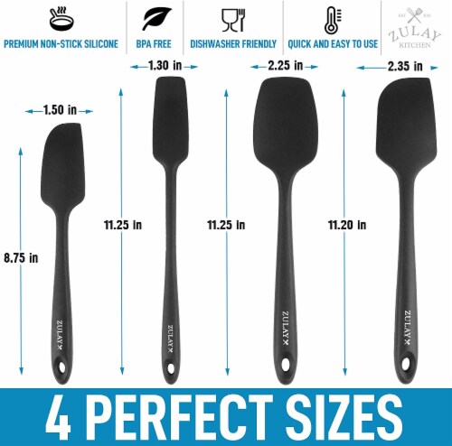 Zulay Kitchen Silicone Spatula Set with Durable Stainless Steel Core - Black Perspective: top