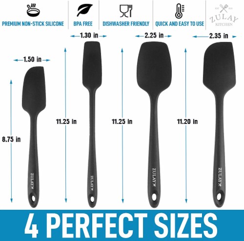 Zulay Kitchen Silicone Spatula Set with Durable Stainless Steel Core -  Black, 4 - King Soopers