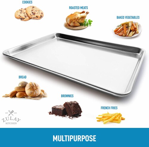 Zulay Kitchen Aluminum Baking Pan - Half Sheet Perspective: top