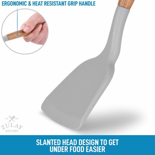 Restaurantware 10.6 inch x 2.2 inch Silicone Spatula, 1 Flat Flexible Spatula - Dishwasher-Safe, withstands Heat Up to 570F, Purple Silicone Mixing