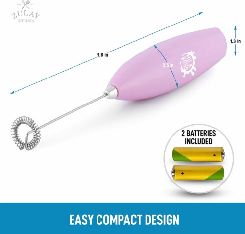 Zulay Kitchen Milk Frother with Batteries Included - Rose Pink Perspective: top