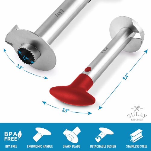 Zulay Kitchen Stainless Steel Pineapple Corer - Red Perspective: top