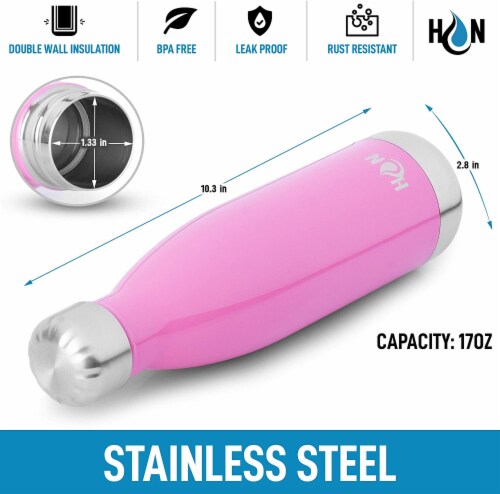 Zulay Kitchen Hydration Nation Stainless Steel Water Bottle - Bubble Gum Perspective: top