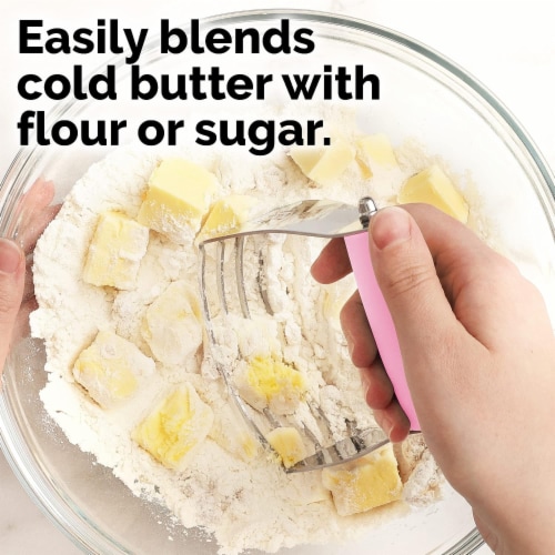 Zulay Kitchen Dough Blender and Pastry Cutter - Pink Perspective: top