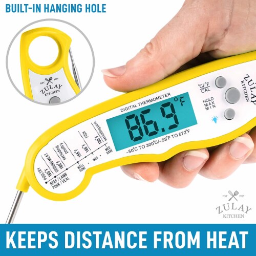 Zulay Kitchen Digital Meat Thermometer - Yellow Perspective: top