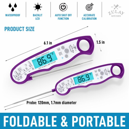 Zulay Kitchen Digital Meat Thermometer - Purple Perspective: top
