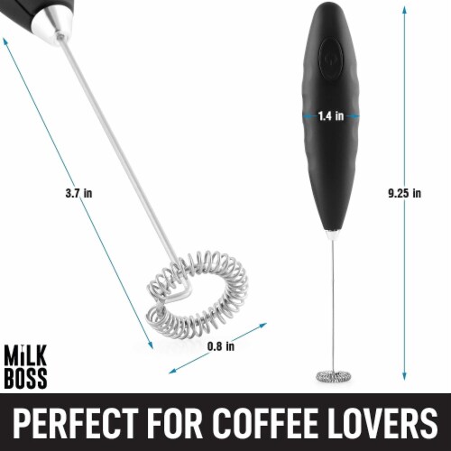 Zulay Kitchen Milk Boss Milk Frother - Double Grip (Batteries Included) - Black Perspective: top