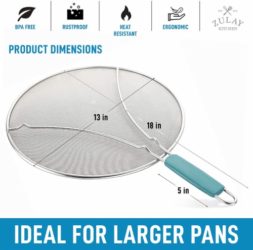 Zulay Kitchen Splatter Screen - 13 inch Large Blue Perspective: top