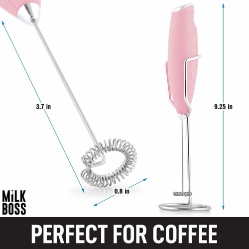 Zulay Kitchen Milk Boss Milk Frother With Holster Stand - Cotton Candy Perspective: top