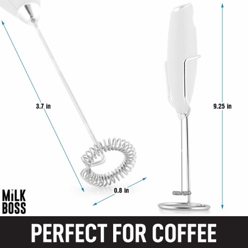 Zulay Kitchen Milk Boss Milk Frother With Holster Stand - White Perspective: top
