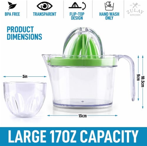 Zulay Kitchen Citrus Juicer Reamer (17oz Capacity) - Green Perspective: top