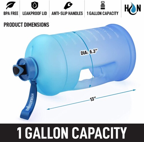 Zulay Kitchen Hydration Nation Water Bottle With Motivational Time Reminder - Ombre Blue Perspective: top