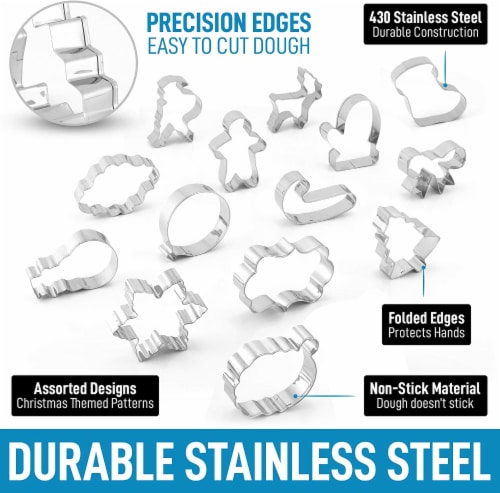 Zulay Kitchen Metal Christmas Cookie Cutters (14-Pieces), 14
