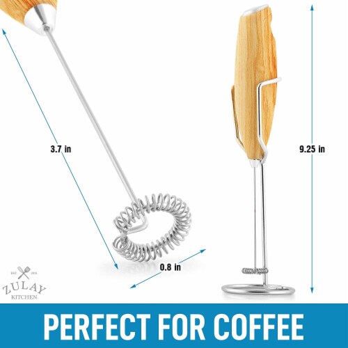 Zulay Kitchen Milk Frother With Holster Stand - Maple Perspective: top