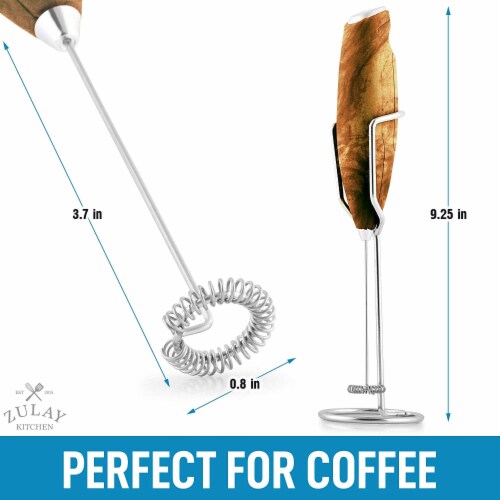 Zulay Kitchen Milk Frother With Holster Stand - Walnut Perspective: top