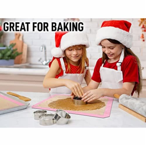 Zulay Kitchen Silicone Baking Mat Sheet 2-Pack - Pink Perspective: top