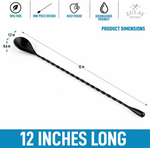 Zulay Kitchen Cocktail Spoon - Black Perspective: top