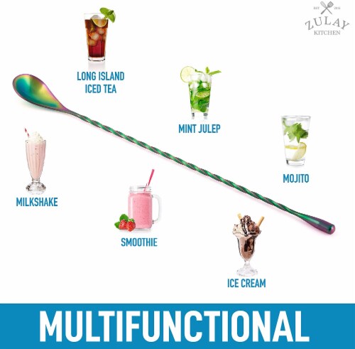 Zulay Kitchen Cocktail Spoon - Rainbow Perspective: top