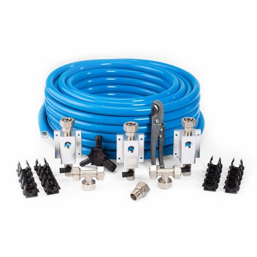 MaxLine 100 Ft 0.75 In Semi-Flexible Air Tubing Kit & Filter Regulator w/ Gauge Perspective: top