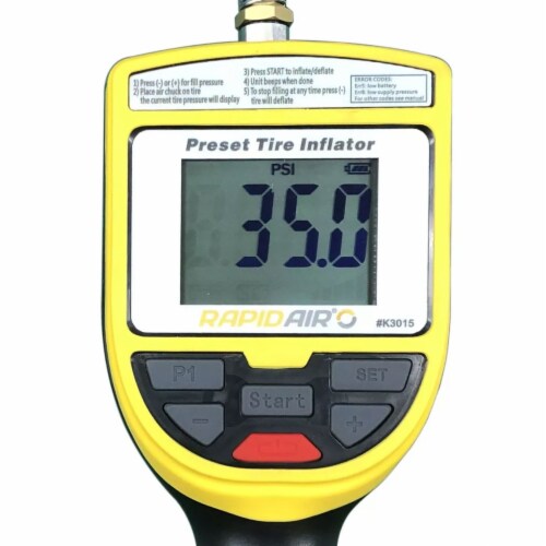 RapidAir K3015 Automatic Shutoff 175 PSI Digital Display Tire Inflator Gauge Perspective: top