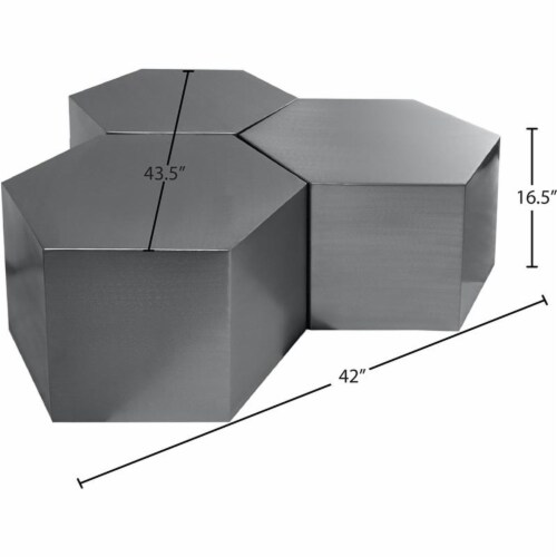 Meridian Furniture Hexagon Modular 3 Piece Coffee Table - Chrome Meridian Furniture Hexagon Modular 3 Piece Coffee Table - Chrome