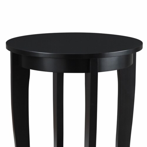 Convenience Concepts American Heritage Round Wood Sofa & Couch End Table, Black Perspective: top