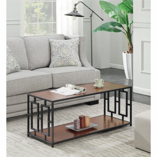 Convenience Concepts Town Square Coffee Table in Cherry Wood and Black Metal 1 Kroger