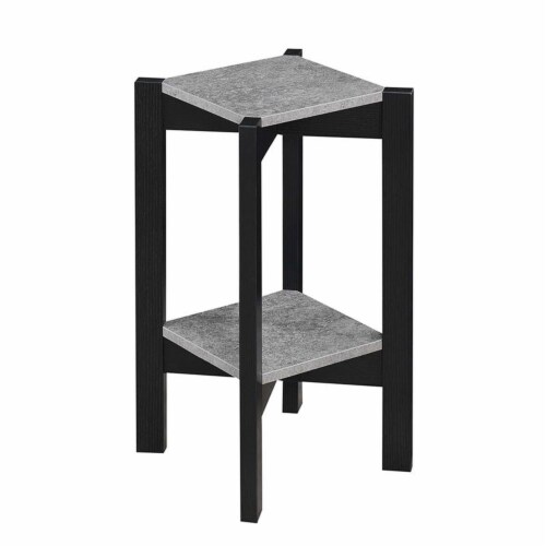 Convenience Concepts 121155CMBL Planters & Potts Medium Square Plant Stand, Faux Cement & Bla Perspective: top