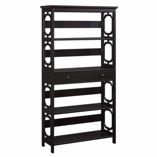 Omega 5 Tier Bookcase with Drawer Espresso Perspective: top