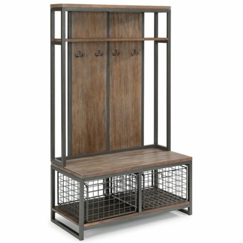 Homestyles Barnside Wood Hall Tree in Gray Perspective: top