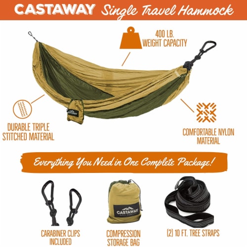 Castaway Living Hammock Single Olive/Khaki Perspective: top