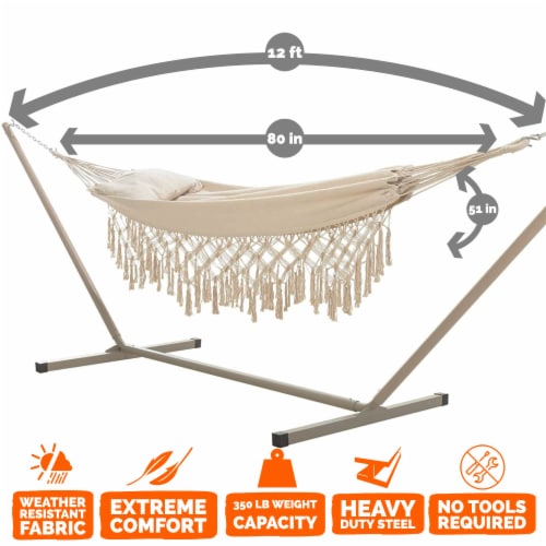 Castaway Hammock Single Layer Finge with Pillow Perspective: top