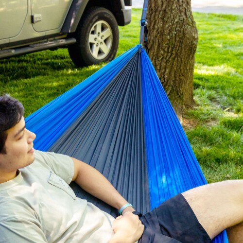 Double Travel Hammock - Blue Perspective: top