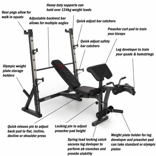 Marcy Diamond Olympic Surge Multipurpose Home Gym Workout Weight Bench MD857 1 Piece QFC