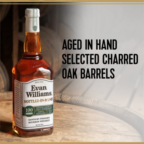 Evan Williams White Label Bottled in Bond Kentucky Straight Bourbon Whiskey Perspective: top