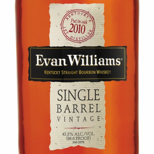 Evan Williams Single Barrel Kentucky Straight Bourbon Whiskey Perspective: top